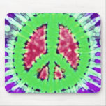 Bright Trippy Hippie Tie Dye Peace Sign mousepads