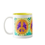 Bright Trippy Hippie Tie Dye Peace Sign mugs