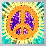 Bright Trippy Hippie Tie Dye Peace Sign Poster Pri posters