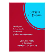 Bright Turquoise Red Modern Wedding Custom Invite