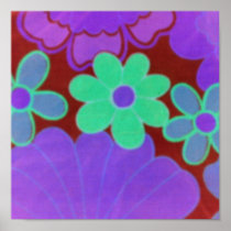 Bright Vintage Retro Flower's Poster