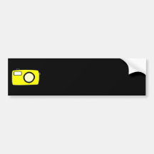 Bright Yellow Camera. On Black. Bumper Sticker