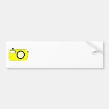 Bright Yellow Camera. On White. Bumper Stickers