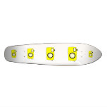 Bright Yellow Camera. On White. Custom skateboards