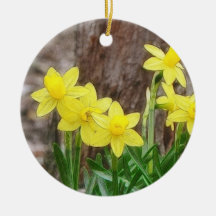 Bright Yellow Daffodils Christmas Tree Ornaments