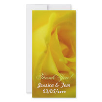 Bright Yellow Glowing Rose Wedding Custom Photo Card