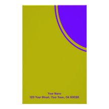 Bright yellow purple mod circle personalized stationery
