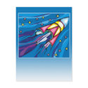 Brightly Coloured Rocket Illustration Greeting Car postcards