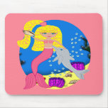Brigit the Pink Mermaid and Dolphin Mousepad