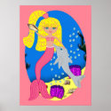 Brigit the Pink Mermaid and Dolphin Poster posters