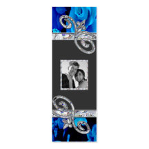 Brilliant Blue Roses & Diamond Swirls Wedding CSTM Business Cards