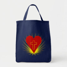 Brilliant Heart with Cross on Tshirts, More Canvas Bags