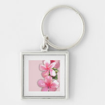 Brilliant Pink Hibiscus Flowers Keychains