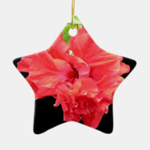 Brilliant Red Hibiscus Flower Christmas Ornaments