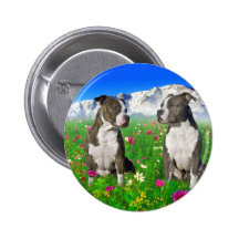 Brindle & Blue Staffordshire & Pit Bull Dogs Button