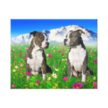 Brindle & Blue Staffordshire & Pit Bull Dogs Canvas Print