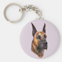 Brindle Great Dane Bust Keychain