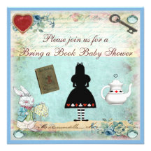 Bring a Book Alice in Wonderland Baby Shower Custom Invites