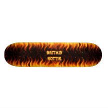 Britain Hottie fire and flames Red marble. Custom Skateboard