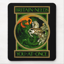 Britain needs you at once, WWI British War Poster Mousepad