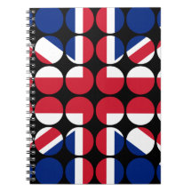 Britain Stylish Girly Chic Polka Dot British Flag Spiral Note Books