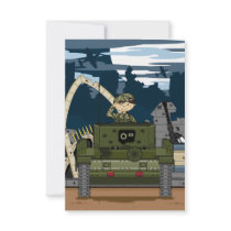 British Army Soldier and Tank Scene RSVP Card Custom Announcements