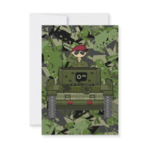 British Army Soldier in Tank RSVP Card Invites