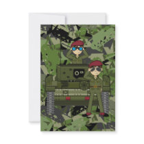 British Army Soldiers and Tank RSVP Card Personalized Invite
