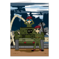 British Army Soldiers and Tank Scene Card