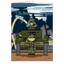 British Army Soldiers and Tank Scene Card