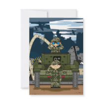 British Army Soldiers and Tank Scene RSVP Card Personalized Announcement