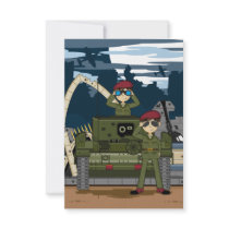 British Army Soldiers and Tank Scene RSVP Card Personalized Announcements