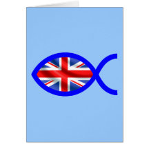 British Christian Fish Symbol Flag Greeting Cards