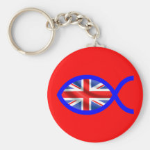 British Christian Fish Symbol Flag Keychain
