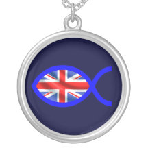 British Christian Fish Symbol Flag Personalized Necklace
