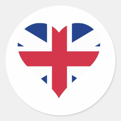 British Flag Heart Round Sticker