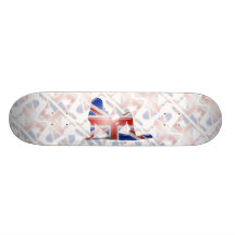 British Girl Silhouette Flag Skate Board