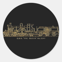 British GWR Steam Train,"The Queen",3041, Black Round Sticker