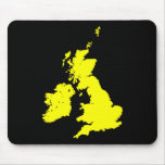 British Isles - Yellow on Black mousepads