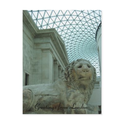 british museum lion postcard by cardart
