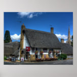 British Pub Print with Thatched Roof