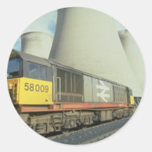 British Rail coal train at power station, U.K. Round Sticker