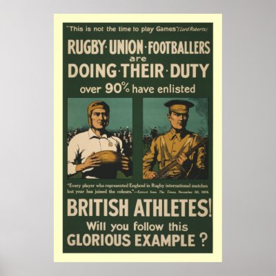 British rugby, football players call for duty Poster