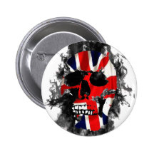 british skull pinback button