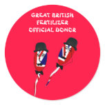 British Union Jack sperm funny British humour Round Stickers