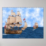 British Warships At Sea Print