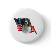 Brittany Spaniel Flag Button