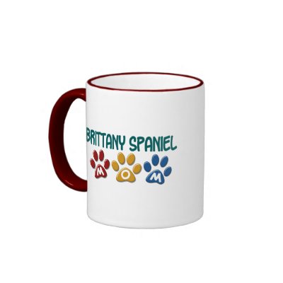 BRITTANY SPANIEL MOM Paw Print 1 Coffee Mug by poochloverstuff