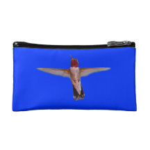 broad-tailed hummingbird in flight cosmetic bags