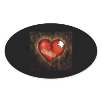 Broken Heart/Mending Heart-oval sticker